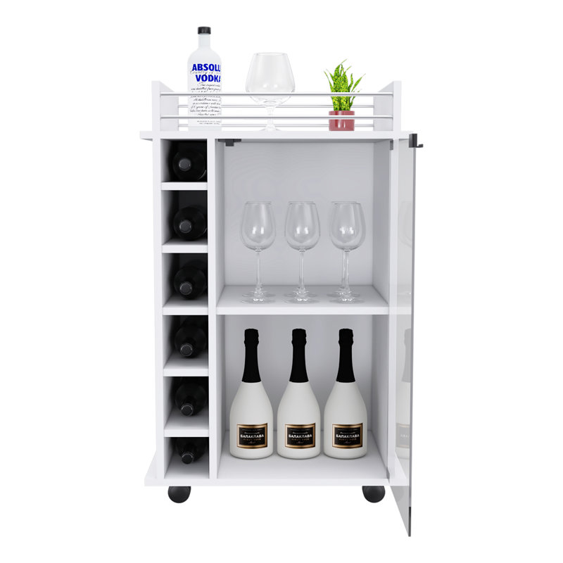 Chariot-bar à porte en verre Dukat, Blanc