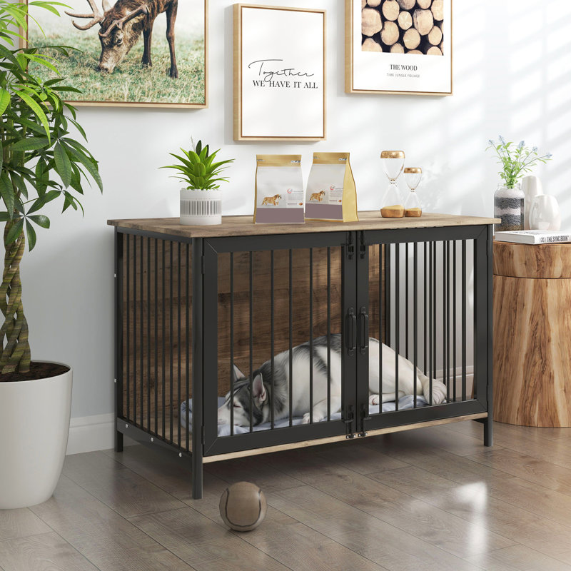 Mobilier pour chenil de grande race - Cage en bois spacieuse avec un design de sécurité grand / moyen