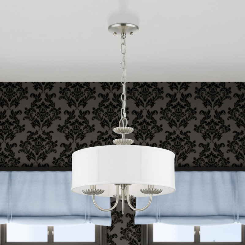 Lustre tambour à 3 lumières Lampert, Nickel brossé
