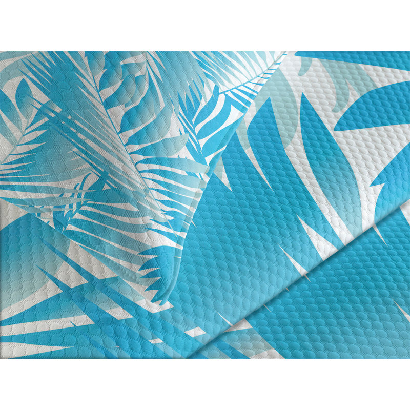 Ambesonne Tropical Bedspread Exotic Miami Palms, King Bedspread + 2 Standard Shams