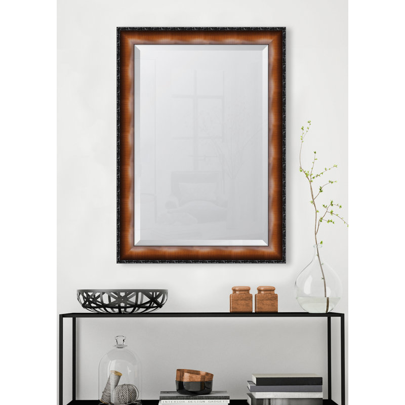 Miroir mural en résine de noyer faux et noir compo edge, H 46 po x l 36 po