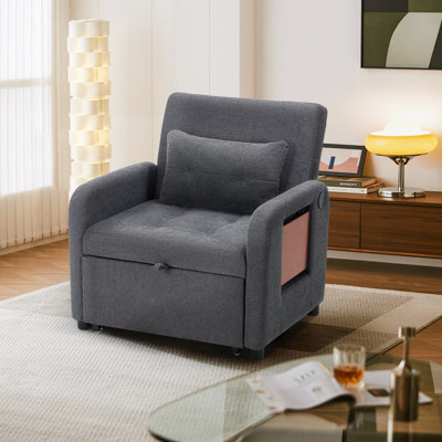 Convertible Sleeper Chair with USB, Single Sleeper Sofa