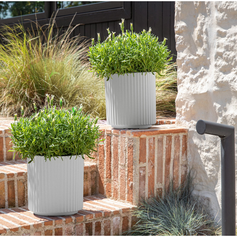 Pot à fleurs rond Demi Series, 2, Blanc, H 11,5 po x l 10,5 po x P 10,5 po