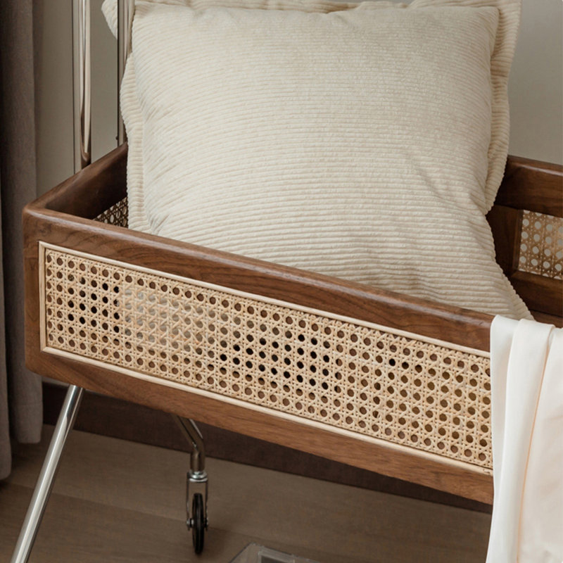Coat Rack Walnut Stainless Steel Storage Wheels