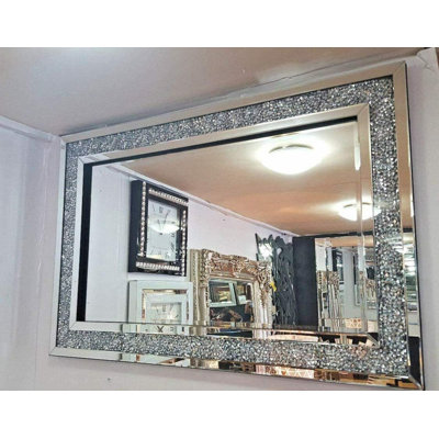 Large Jewel Wall Mirror Loose Diamante New Crystal Square Decor Mirror Gift