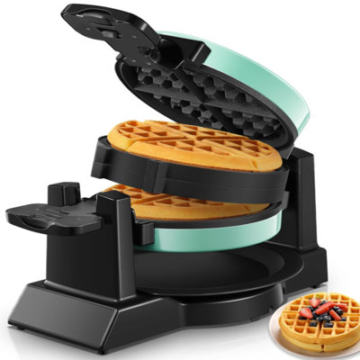 FOHERE 1400W Double Belgian Waffle Maker 180° Flip, Nonstick Plates, Anti-Scald, Easy To Clean, Cool Touch Handle