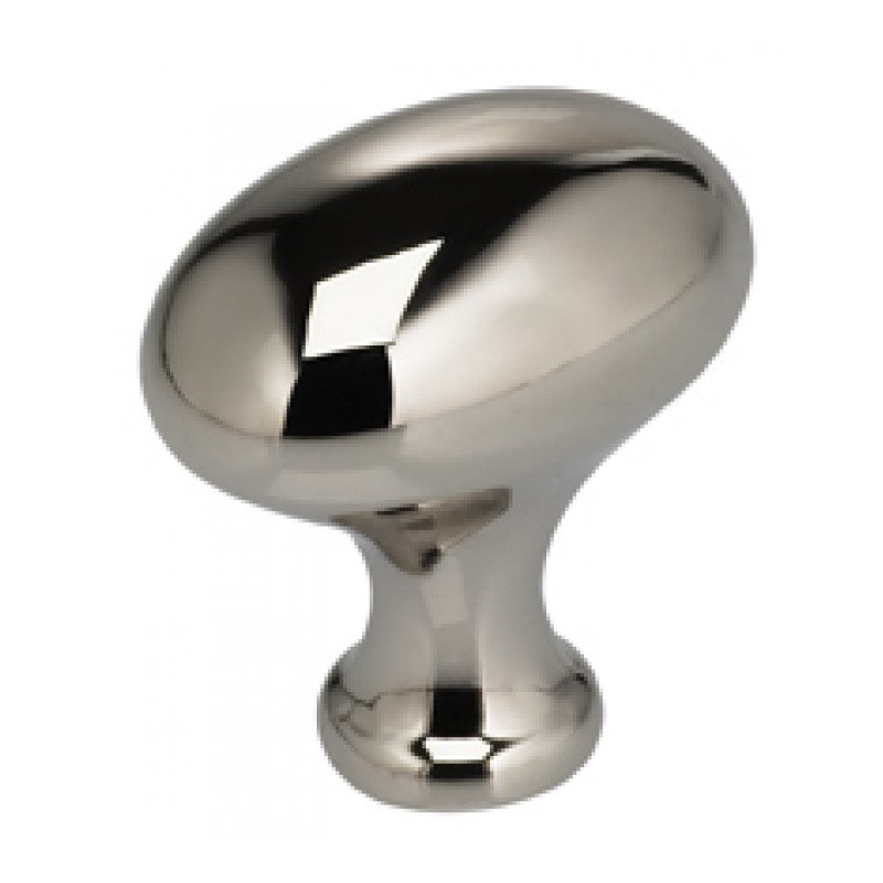 Poignée ovale classique et moderne, Nickel brillant, H 1,375 po x l 1,375 po x P 1,5 po