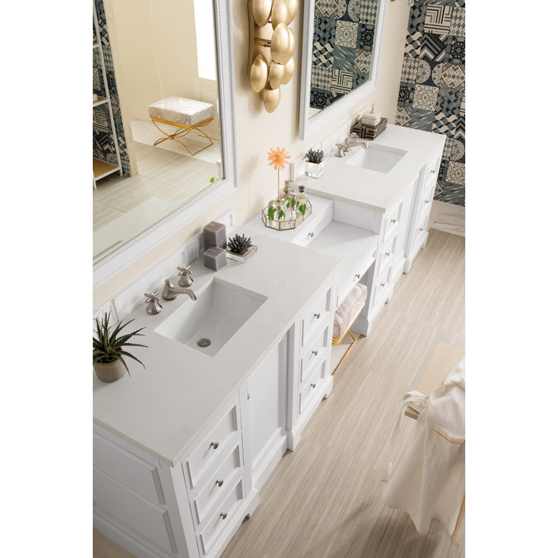 De Soto 118''  W Double Vanity, Bright White, White Zeus