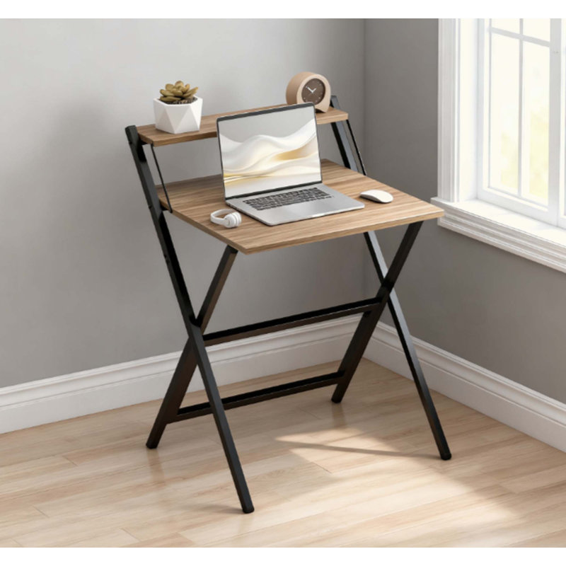 Bureau d'ordinateur pliable, avec tablette pour moniteur pour petit espace, bureau à domicile, bureau, Gris naturel