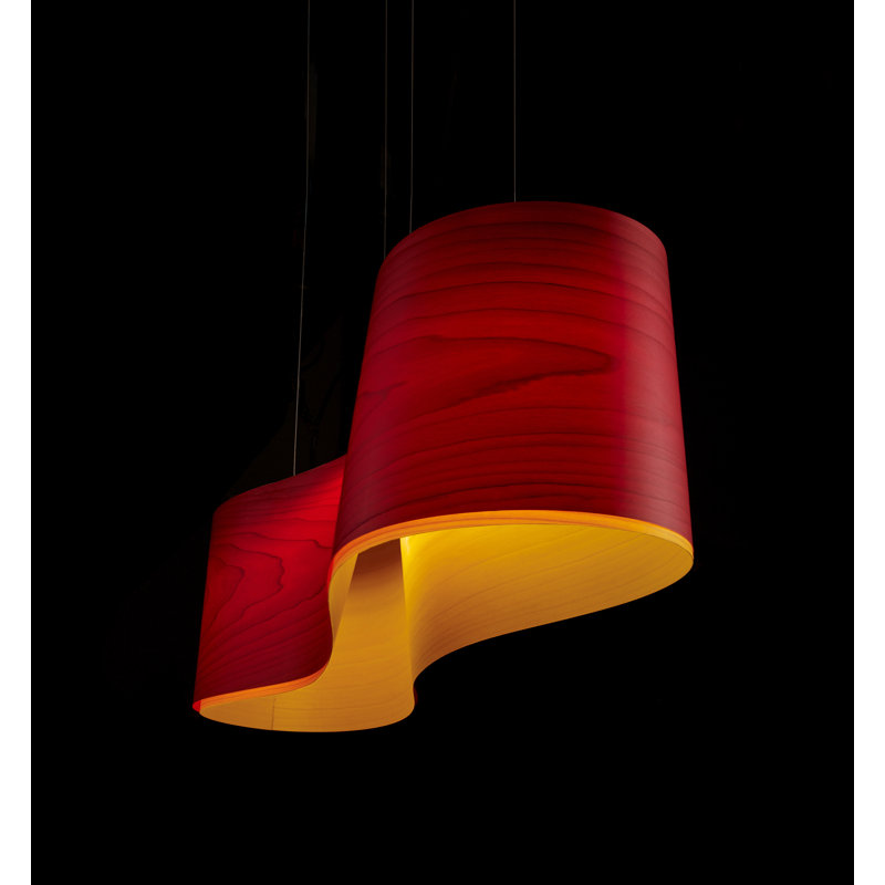 New Wave Pendant, E26, Red/Yellow