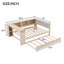  Lit plateforme double en bois avec lit gigogne, station de charge et tête de lit tapissier, crème-1672553481-1672553482