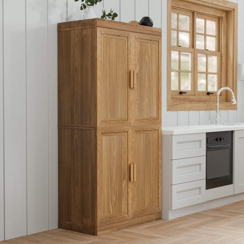 Armoire de rangement avec tablettes réglables N 31 po x P 16 po Nashaya, Bois naturel