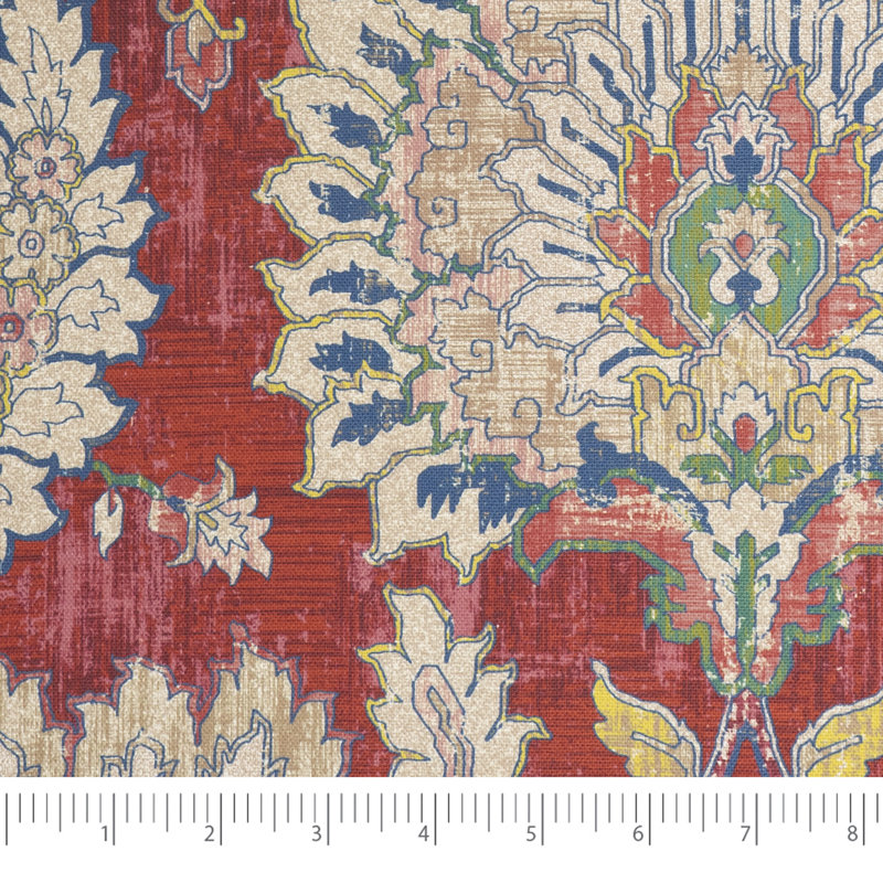 Waverly 54" Castleford Garnet 100% Cotton Duck Digital Print Fabric, Cut By The Yard