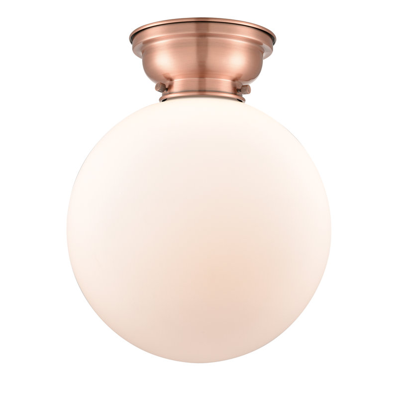 Plafonnier encastré 1 lampe 12 po Alstrom, DEL, Blanc mat, Cuivre antique