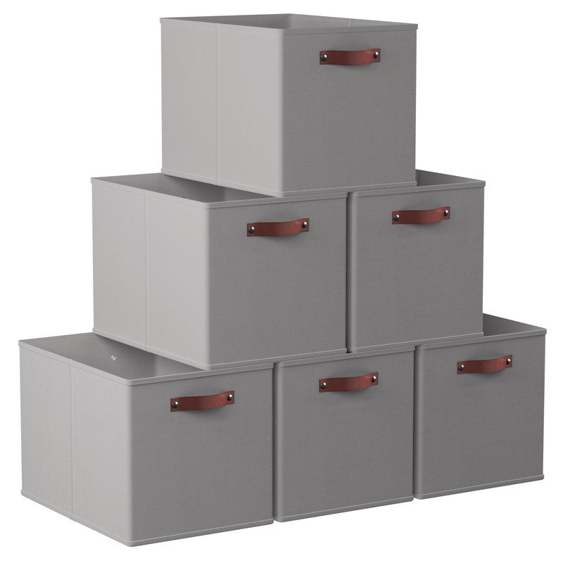 Ensemble de bacs de rangement en tissu, gris, H 13 po x l 13 po x P 13 po