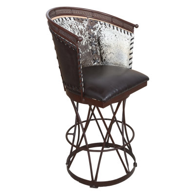 Klaye Cowhide & Iron Barstool by Williston Forge