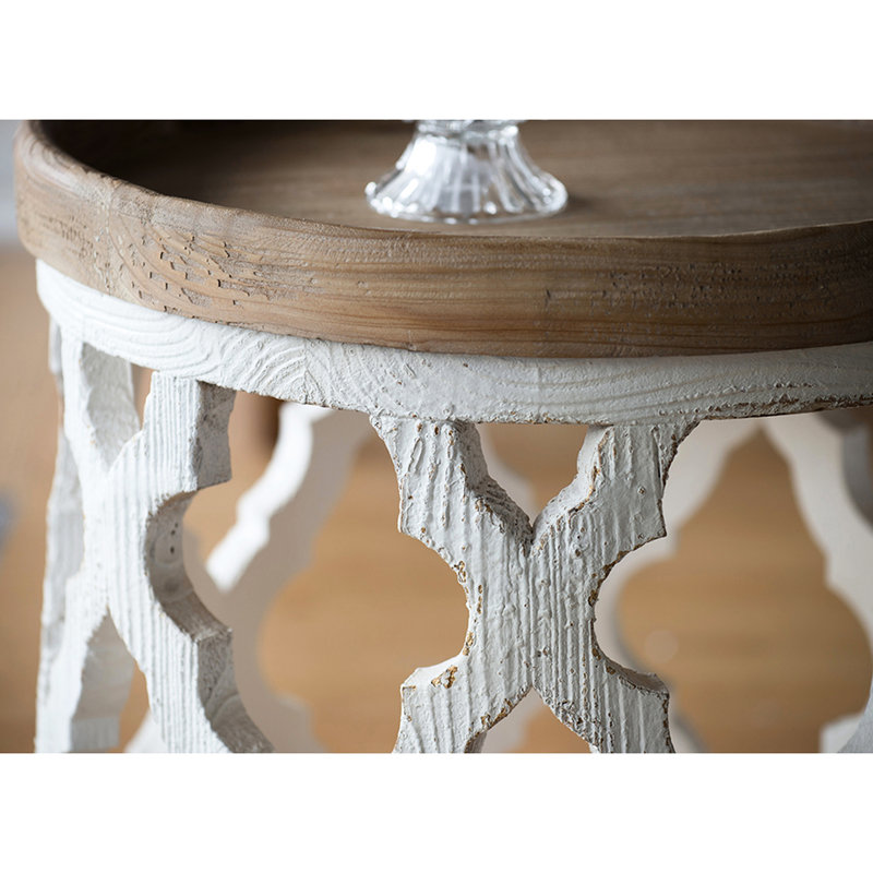 Table d'appoint 23 po blanc vieilli, élément décontracté moderne, bois de sapin, 19,7 x 19,7 x 23 po, 9,9 lb, design américain et design gracieux, transitionnel