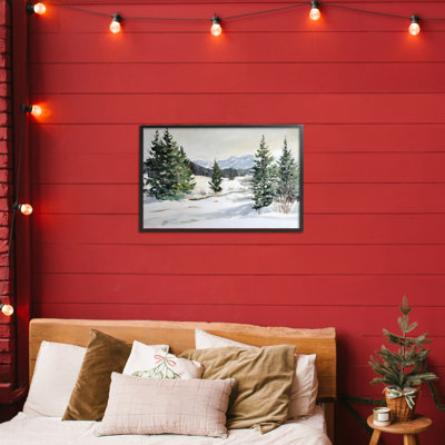 Winter Forest Frosty Hills Framed Giclee, design by Petal Prints Design