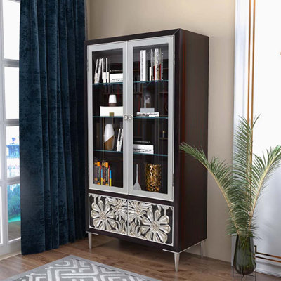 Carved craft display cabinet bookcase