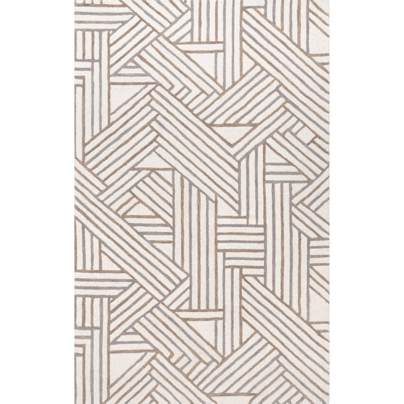 Haki Wool Geometric Indoor Rug, Rectangle 8' x 10'