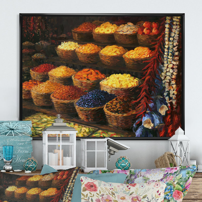 Palette de l'Orient - reproduction sur toile, H 30 po x l 40 po x P 1,5 po, Cadre flottant noir