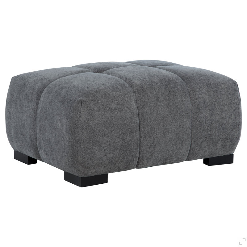 Plather Charcoal Grey Upholstered Rectangular Ottoman