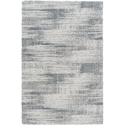 Washable Haven Ivory & Blue Abstract Shag Modern Rug