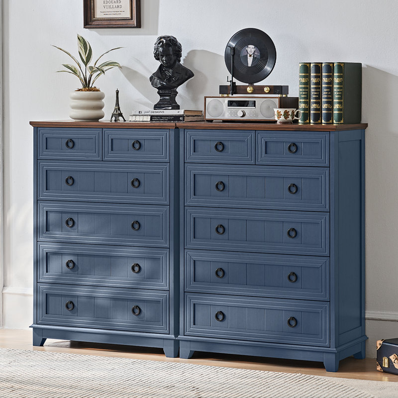 Farmhouse 6 Drawer Dresser For Bedroom, 41" Tall Small Dressers & Chest Of Drawers, Rustic Wood Dresser With Metal Handle, Storage Organizer Closet For Living Room, Hallway, Entryway