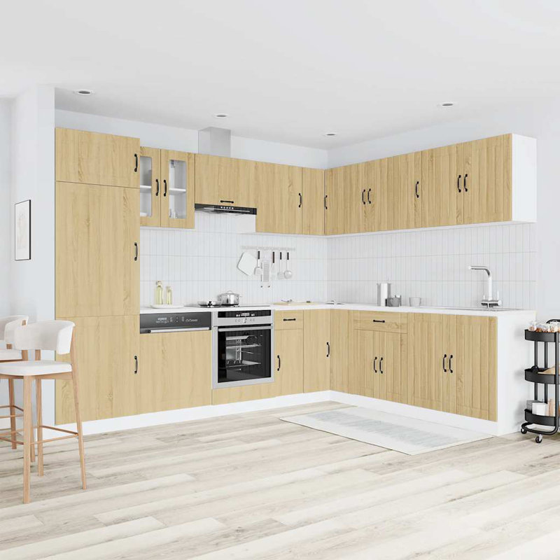 Vidaxl 14 Piece Kitchen Cabinet Set Lucca Sonoma Oak Engineered Wood, Sonoma Oak