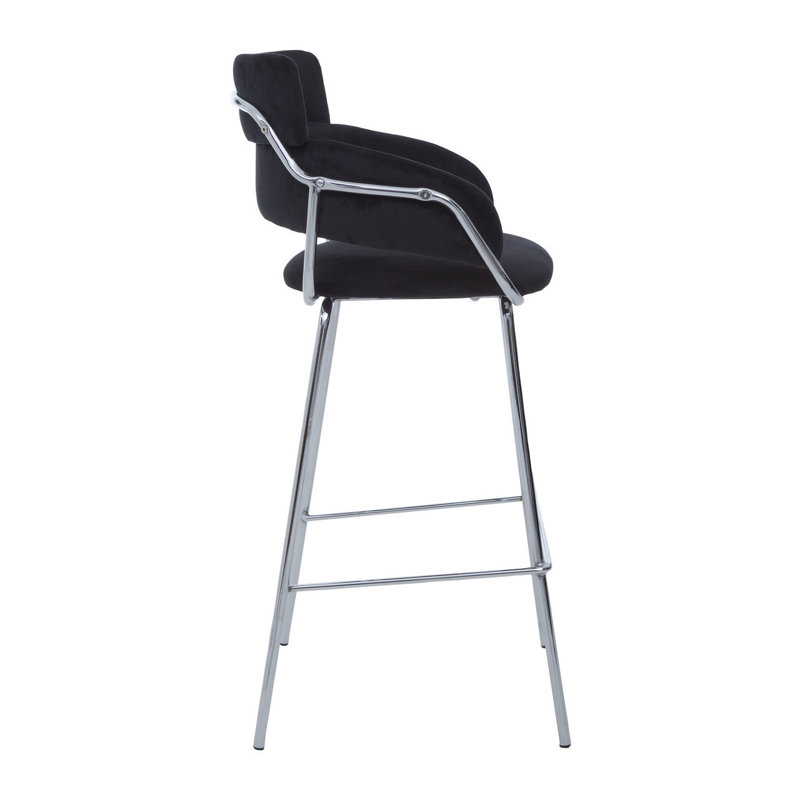 Elsberry Upholstered Counter Stool with Metal Frame, Silver, Black