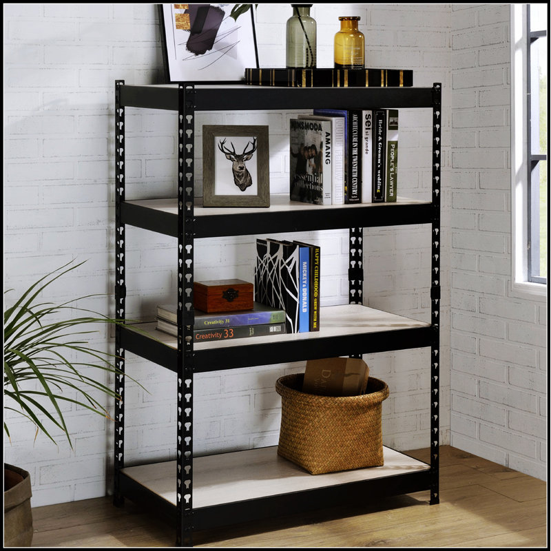 4 Tier Rectangular Bookcase With Adjustable Shelves, Perfect For Modern And Versatile Storage Solutions.