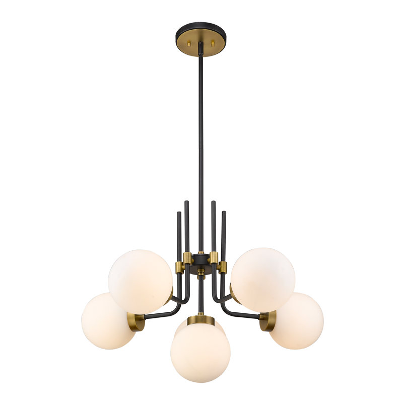 Doerun 6 - Light Dimmable Classic / Traditional Chandelier, Olde Brass, Opal