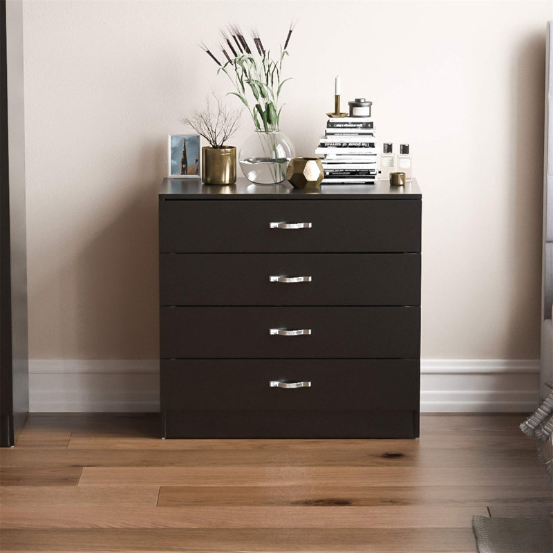 Eraclio 75cm W 4 - Drawer Chest of Drawers, Black