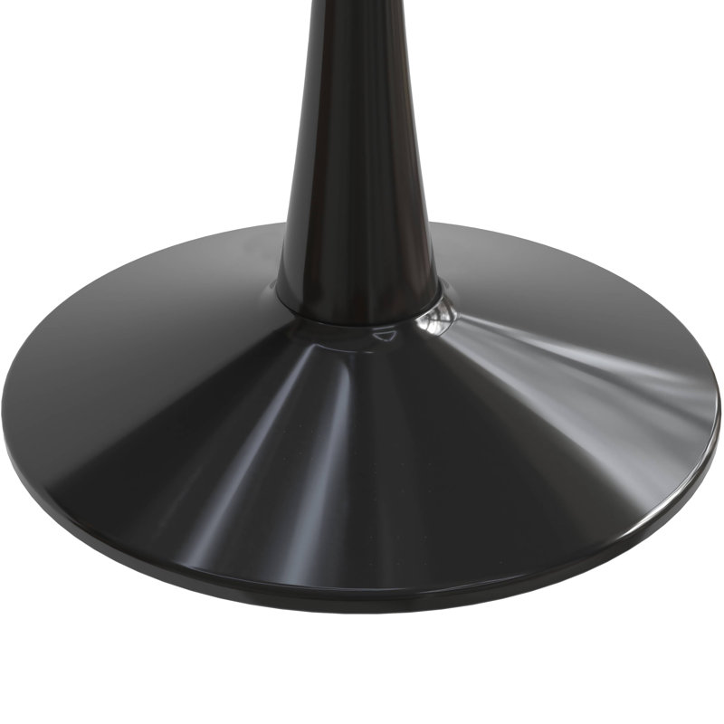 Elkton Round Dining Table with Glass Top and Iron Pedestal Base Restaurant Table - Seats 2-4 Person for Kitchen and Dining Room