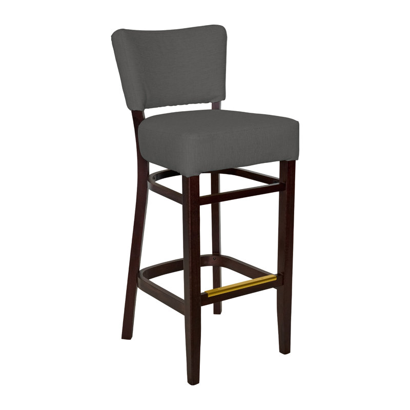 Tabouret de bar Madison, Bois brun foncé, Gris