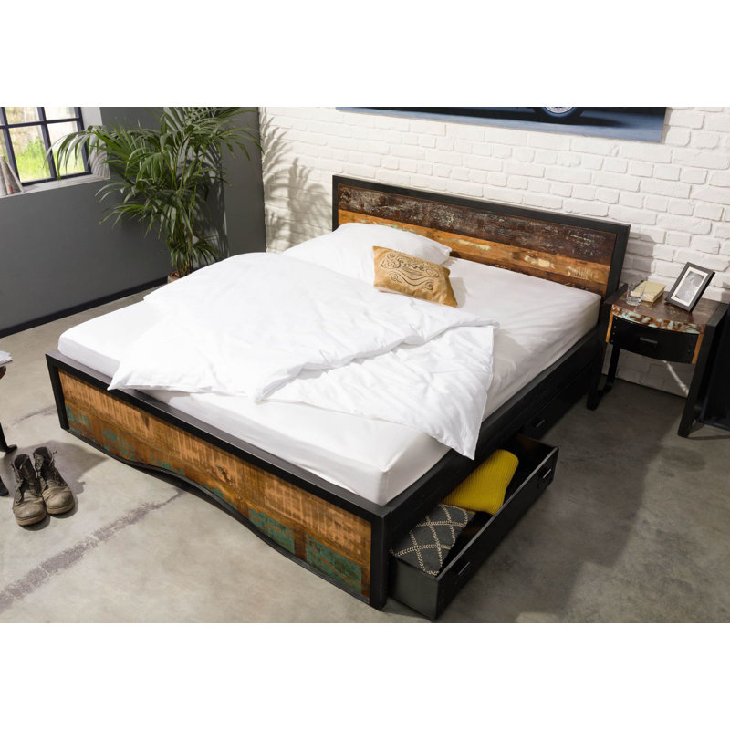 Solid Wood Storage Bed, 180 x 200 cm