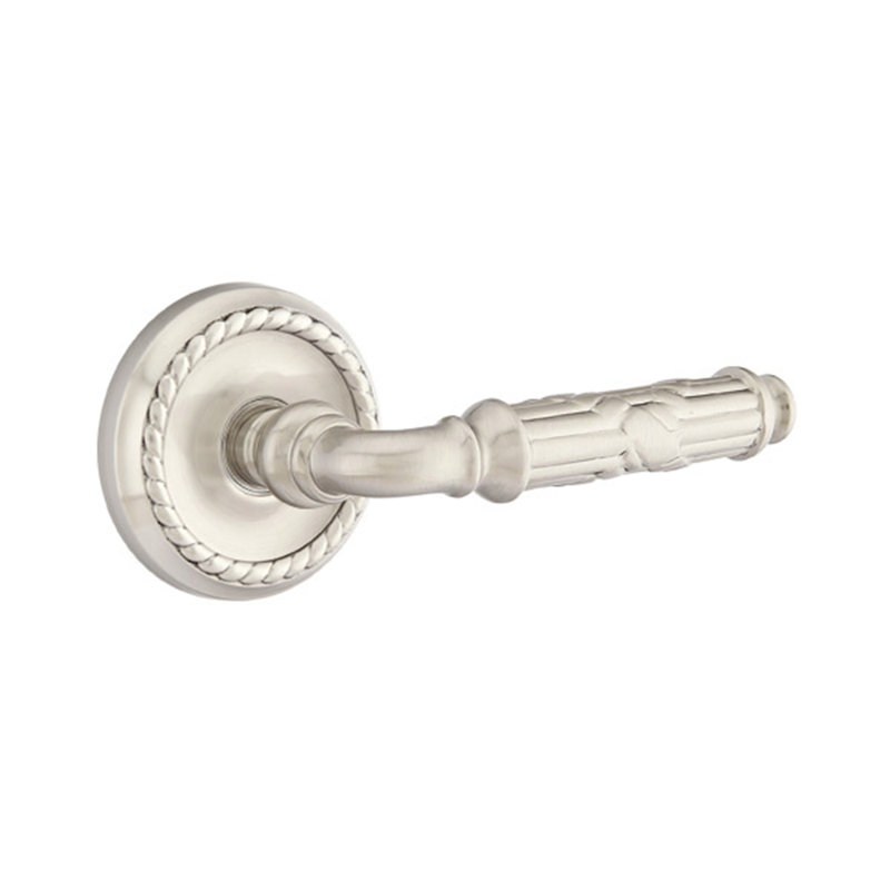 Levier de porte d'intimité (lit et bain) avec rosette, Nickel satiné, Droite