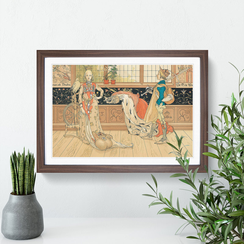 Children in Costume by Carl Larsson - Picture Frame Painting, Walnut Framed, 27cm H x 36cm W x 2cm D