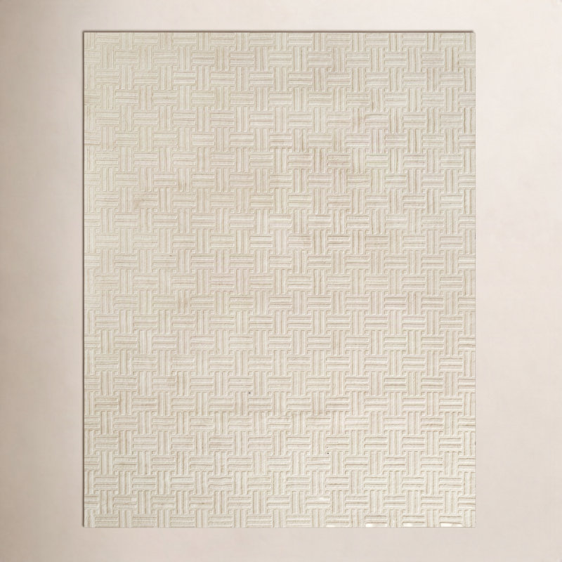 Tapis géométrique ivoire en laine tissé à la main AllModern, Rectangle 7 pi 10 po x 10 pi