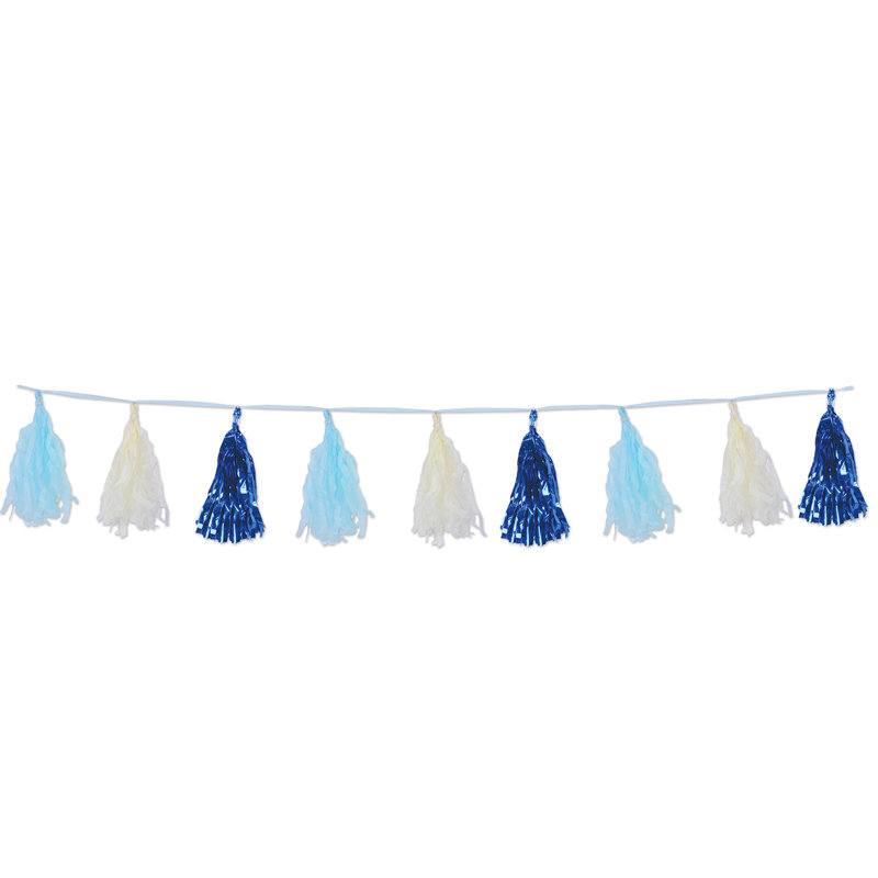 Tinsel bleu pampille blanc 8 pi