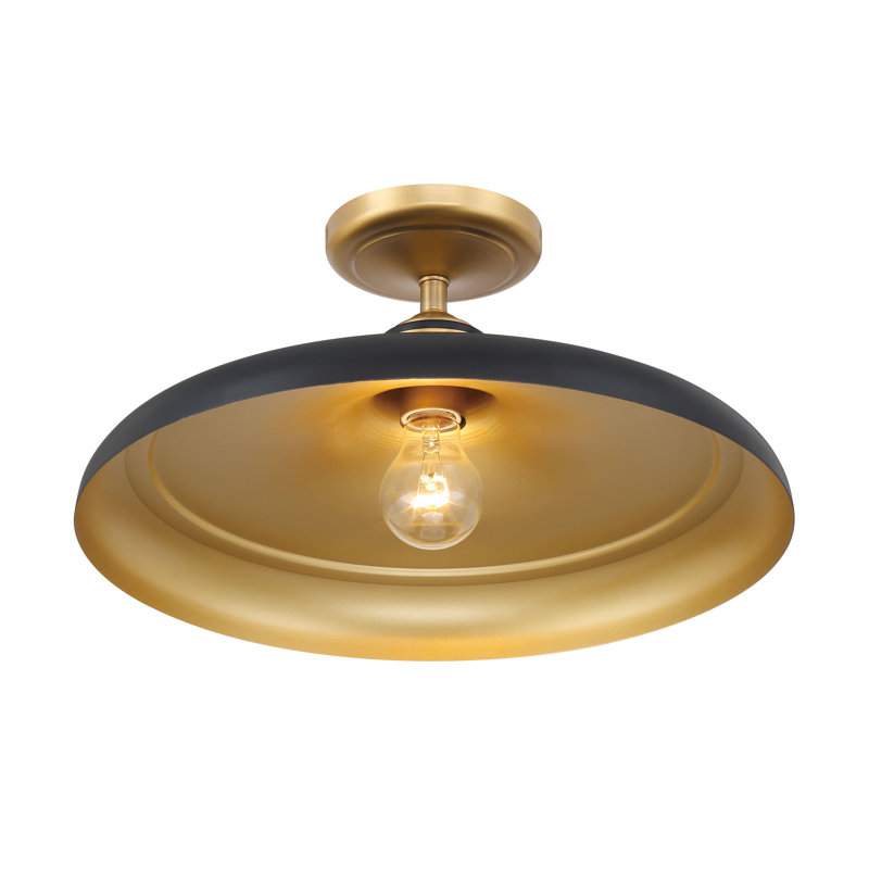 1 LIGHT SEMI FLUSH, Brass/Black