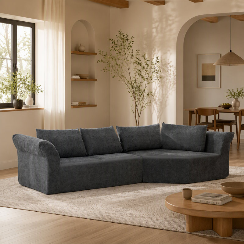 Canapé d'angle modulaire, Right, Dark Grey Fabric