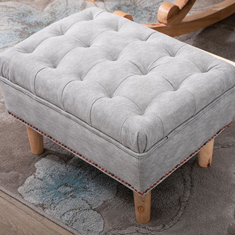 Chaise berçante de loisir rembourrée avec structure en bois massif, Gris clair, Brun