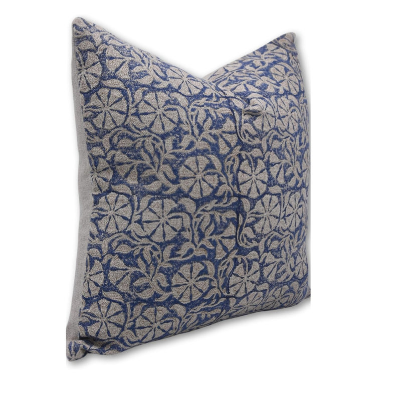 Housse de coussin imprimée en bloc, taie d'oreiller en tissu de lin épais faite à la main, coussins de salon décoratifs - RUDRAKSH