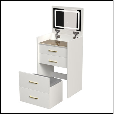 Vanity Desk with open Top Mirror and 3 Drawers