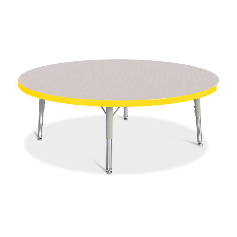 Round Wooden Table with Adjustable Chrome Legs