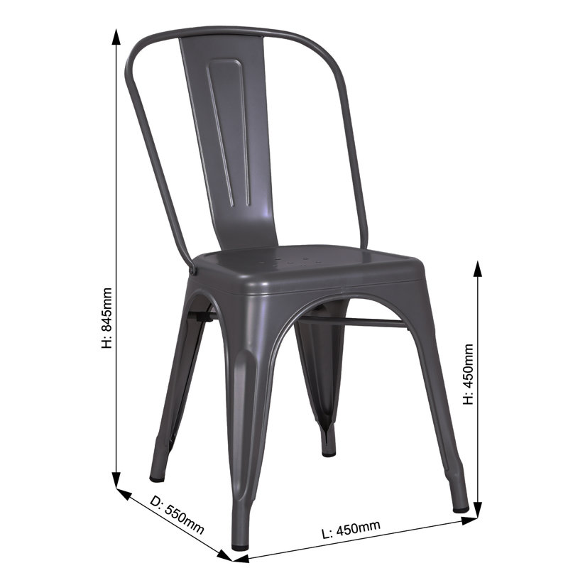 Julianne 45cm H Slat Back Stacking Side Chair, Grey