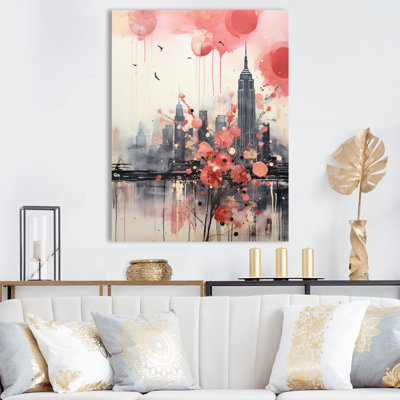 " Pink Vintage New York Empire State Building I "