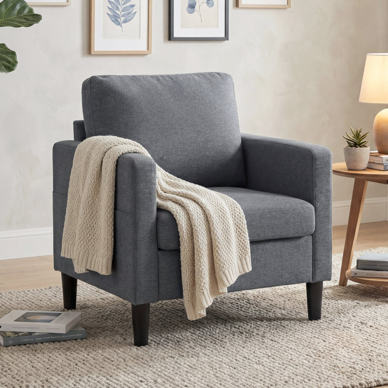 Fauteuil d'appoint rembourré avec siège rembourré épais, gris foncé