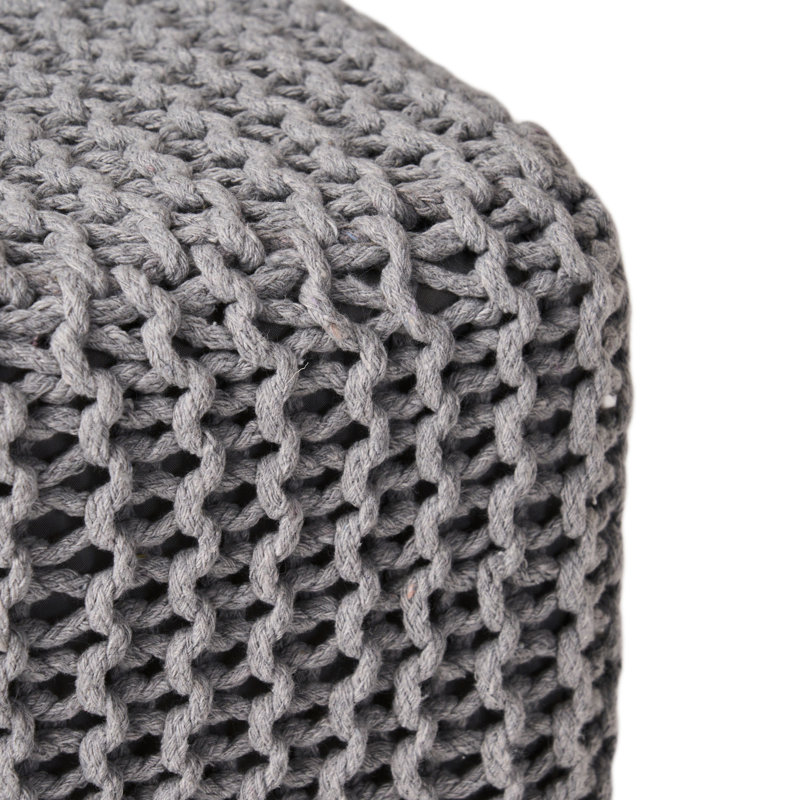 Tabouret de pieds doux en coton gris tricoté à la main, dimensions de 16,51 pouces, trait attrayant, profond, large, grand